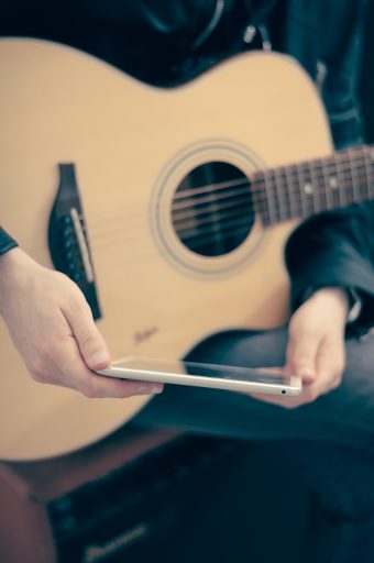 guitar and tablet